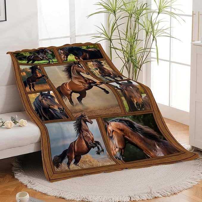 Horse Blanket, Horse Throw Blanket, Horses Gifts Blankets Stuff Fleece Flannel Plush for Girls Women Men Boys Lovers Adults Soft Bedding Gift for Sofa Bed Office Home Decor 40"X50"