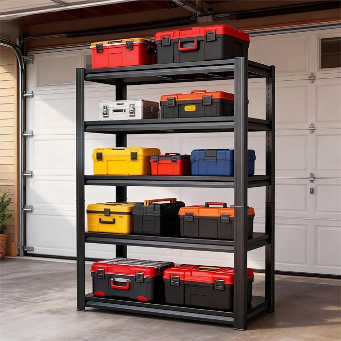 Garage Storage Shelves Heavy Duty，5-Tier Metal Garage Shelving Unit 40''W*18''D*78''H，Adjustable 3020 lbs Shelf, Upgraded Reinforced Double-Layer Columns for Basement Kitchen Laundry room Pantry