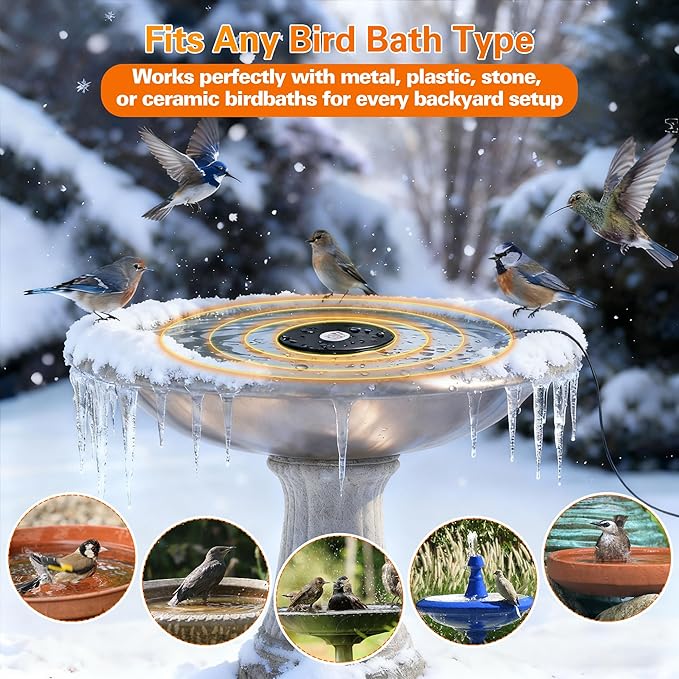 Dreyoo 1 Pack Bird Bath De Icer, 60w Submergible De Icer, Thermostatic Controlled Winter Water Heater Deicer for Bird, Chicken, Duck, Farm Trough, Design Patent Product