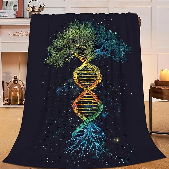 Dynova Tree of Life Blanket Cozy Plush Galaxy DNA Throw Blankets Fuzzy Flannel Fleece Gifts for Girls Boys Women Men Decor 50"X40"