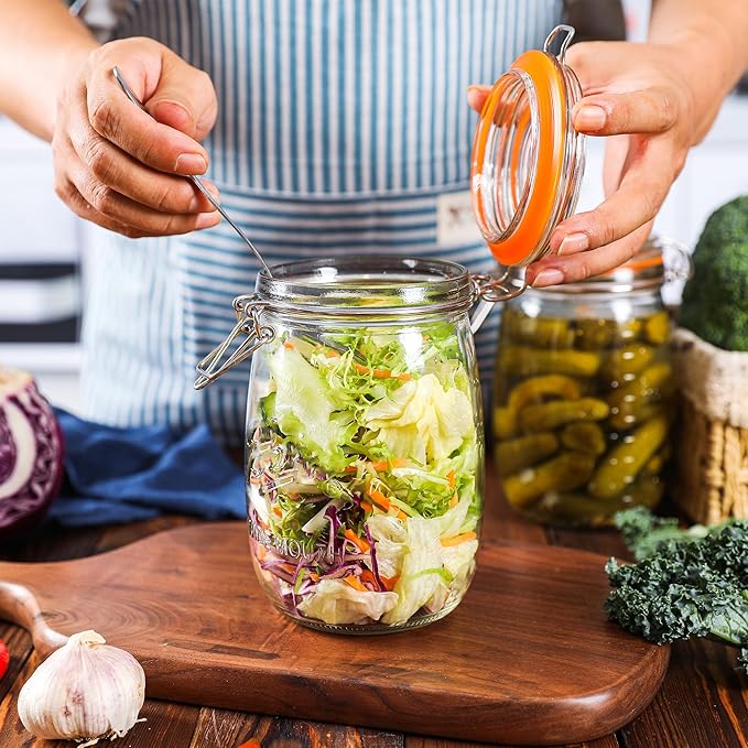 32 oz Wide Mouth Mason Jars with Airtight Lids – Large Glass Canning Jars for Pickling,Flour, Sugar, Pasta, Oats & Cereal Storage