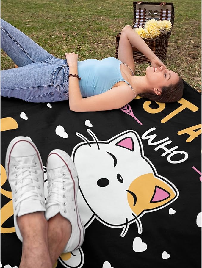 Just Girl Loves Cats Blanket Soft Blankets and Throws Flannel Cozy Lightweight Quilt Gift Perfect for Bed Sofa Couch-60 x50 Medium for Teen