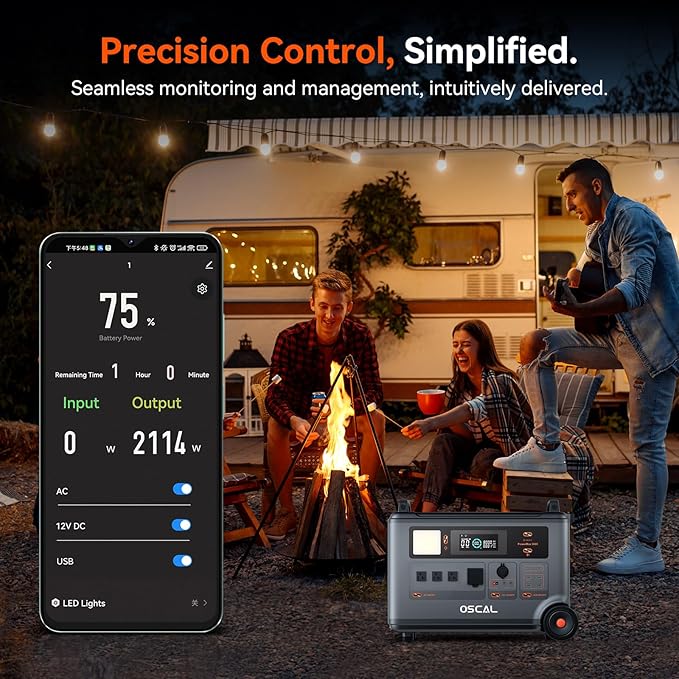OSCAL PM3600+BP3600 Portable Power Station, 3000W (Surge 6000W) Output, 3600Wh LFP Home Backup Battery, 14 outlets, Solar Generator for Camping, RV, Emergencies, with BP3600 extra battery