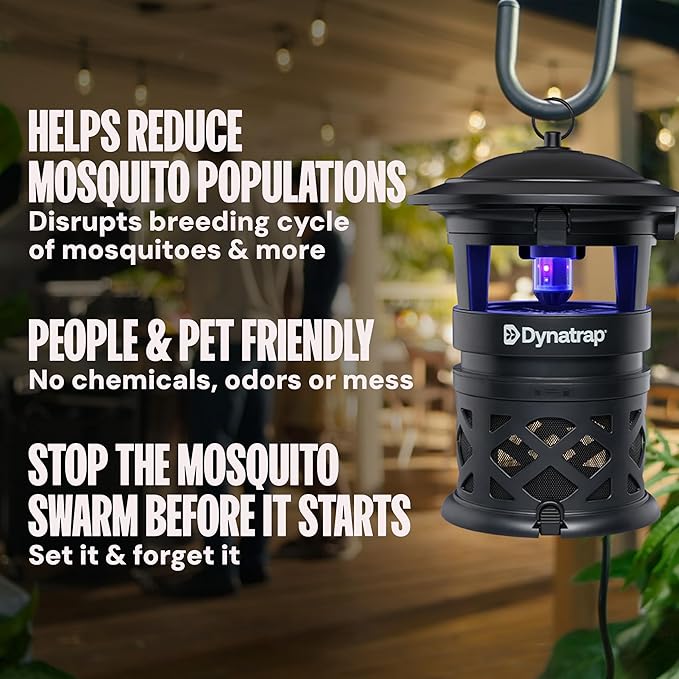 Dynatrap DT2030SR Fly Traps Outdoor - Mosquito & Flying Insect Killer for 1 Acre – Kills Mosquitoes, Flies, Gnats, Wasps - Bug Zapper Alternative - Black