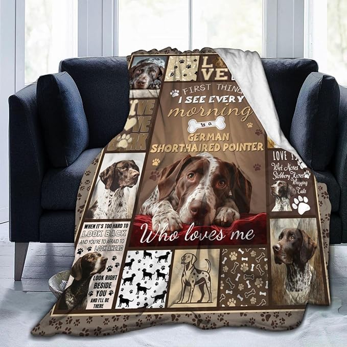 Dynova Shorthaired Pointer Blanket Cozy Plush Dog Lovers Gifts Throw Blankets Animal Fuzzy Flannel Fleece for Girls Boys Women Men 80"X60"