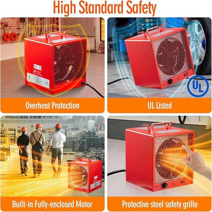 DR. INFRARED HEATER DR-988 240V Electric Industrial Garage, Workshop, Warehouse, Construction Heater, 5600W, Thermostat 37-113 °F, Portable, Wall Ceiling Mount