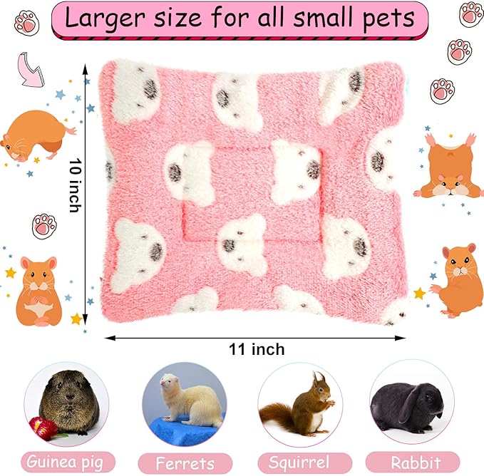 Jetec 3 Pcs Bunny Guinea Pig Beds Soft Bunny Mats Warm Guinea Pig Mat Small Animal Winter Bed Pads Fleece Sleeping Pads for Indoor Rabbit Hamster Squirrel Hedgehog Chinchilla Ferret(Bear)
