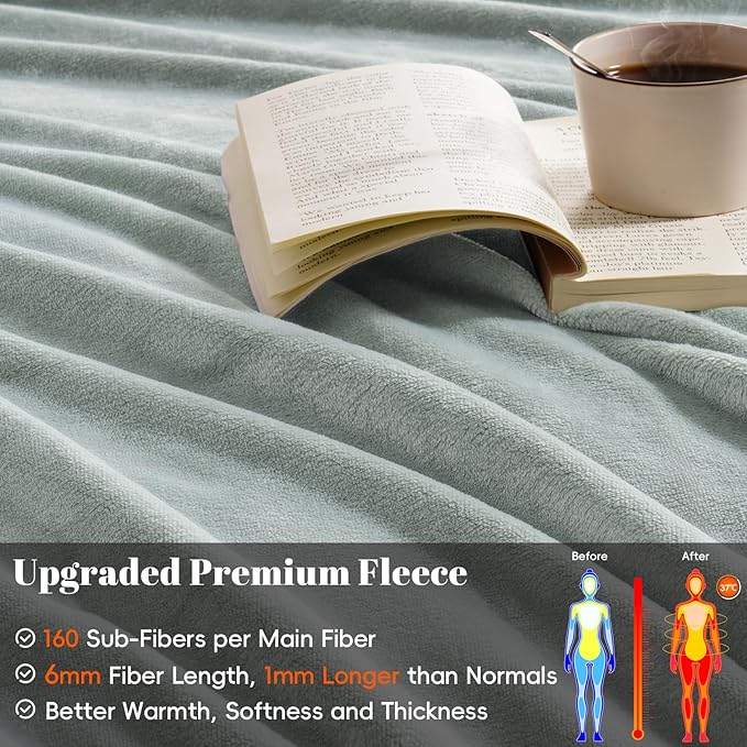 PHF Ultra Soft Fleece Blanket King Size, No Shed No Pilling Luxury Plush Cozy 300GSM Lightweight Blanket for Bed, Couch, Chair, Sofa Suitable for All Season, 108" x 90", Jasper Stone