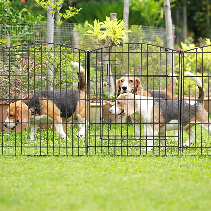 INJOPEXI Garden Fence 12 Panels 23.6ft (L)×30in (H) Decorative Garden Fences with 11 Panels + 1 Gate, No Dig Animal Barrier Fencing Rustproof Metal Wire Temporary Dog Fence Border for Outdoor Yard