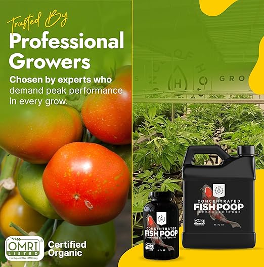 OMRI Listed Organic Concentrated Fish Poop - Liquid Fertilizer for Vegetable Gardens, Indoor Plant Food for Houseplants, Hydroponic Nutrients, Soil Amendment (16 Ounces)