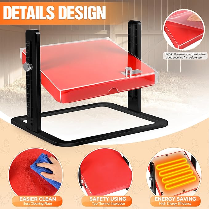 Chicken Coop Heater, Chicken Heater, Brooder Plate for Chicken Coop Accessories, with Adjustable Temp, Height and Angle, Chicken Heater for Coop, Temp Display Pet Warmer for Ducklings Kitten Puppy