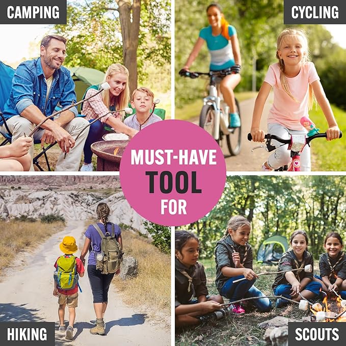 Pink Multitool 15-in-1 for Mom, Wife, Daughter, Grandma, Practical EDC Multi Tool Pliers, Pocket Knife with Safety-Locking, Great for Hiking, Camping, Simple Repairs, Car Glove Box