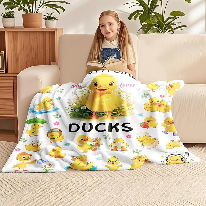 Duck Blanket Duck Gifts for Girls Women Ducks Lovers Soft Flannel Blankets Birthday Gifts Decor Stuff Ducks Themed Throw Blanket 50" x 40"