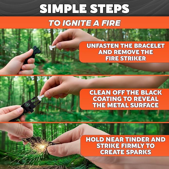 2Pack Survival Paracord Bracelet – 5-in-1 Adjustable Tactical Bracelet for Men with 10 ft Paracord, Flint Fire Starter, Compass, Whistle & Scraper – Survival Gear for Camping, Hiking, Fishing & Travel