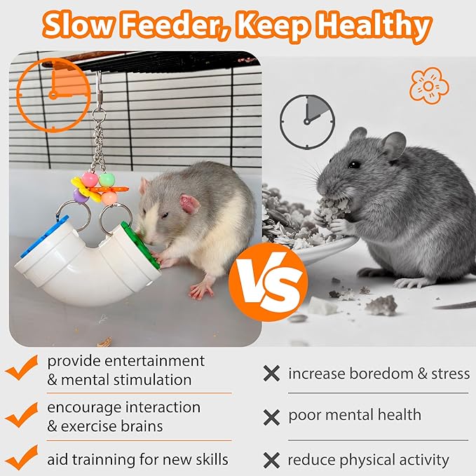 Rat Enrichment Toys, Wide Opening Rat Foraging Toy for Various Treats, Slow Feeder Hanging Fancy Mice Cage Accessories Puzzle Toy More Healthy, Easy-Clean Rodent Toys for Rats, Mice or Parakeets
