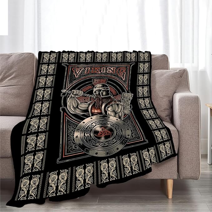 Viking Blanket Viking Decor Throw Blanket Super Warm Soft Plush Lightweight Fleece Flannel Warrior Gifts for Men Boys Girls Women Kids for Winter Bed Couch Bed 60"X80"