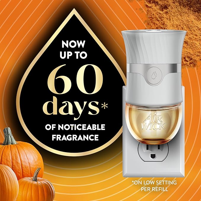 Air Wick Plug In Scented Oil Refill,Fall Scent, Fall Décor, Harvest Pumpkin & Spice, 5 ct