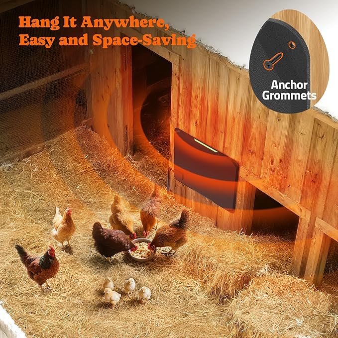 Heated Chicken Pad for Brooders, Small Animal Pet Heating Pad, Warming Chick Nesting Pad with Chew Resistant Cord, Automatic Temperature, Waterproof Chicken Coop Heater Pad, 12 x 17 in, Black, 35W