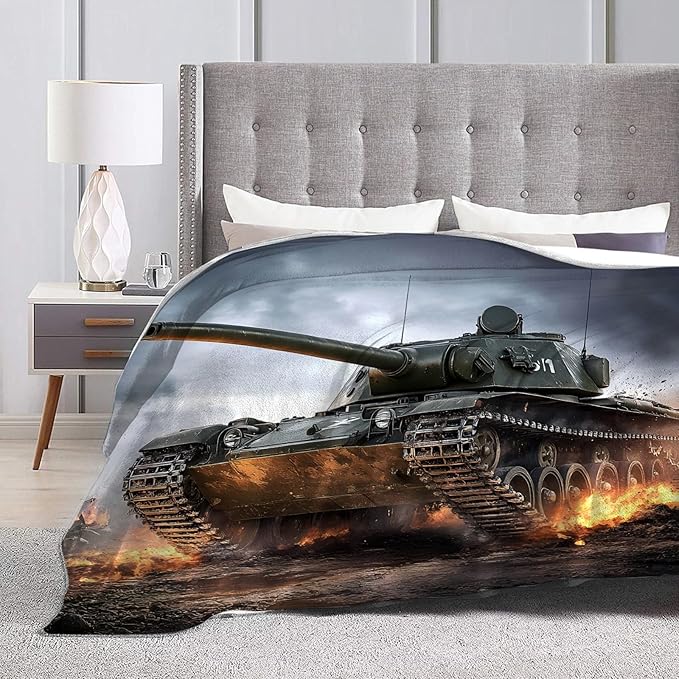 Tijuboni Military Tank Throw Blanket Army Gifts for Boys Men Girls Women Kids Adults Soft Flannel Fleece Blanket for Couch Sofa Bed Home Decor 40"x50"