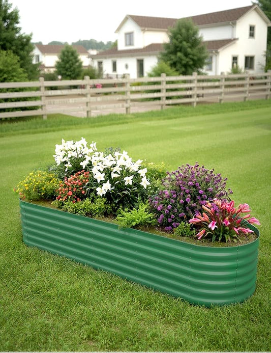 GarveeLife 8x2x1.5 ft Galvanized Raised Garden Bed - 18“ Tall Metal Planter Box for Vegetables, Flowers, Herbs, Rust-Resistant Outdoor Garden Box, Easy Assembly Raised Beds for Gardening, Green