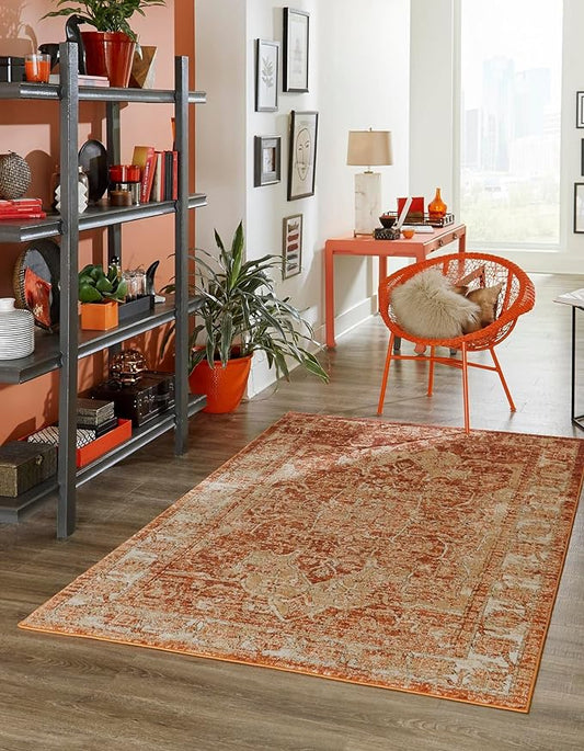 Unique Loom Isabella Collection Area Rug - Adjani (3' 3" x 5' 3" Rectangle, Rust Red/ Black)