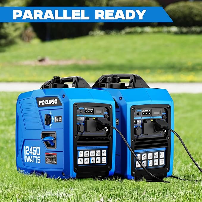2450-Watt Portable Inverter Generator for Home Use, 1.6Gallon Large Fuel Tank Up to 8.3 Hours Use, 120V Gas Powered Generator Super Quiet - EPA Compliant