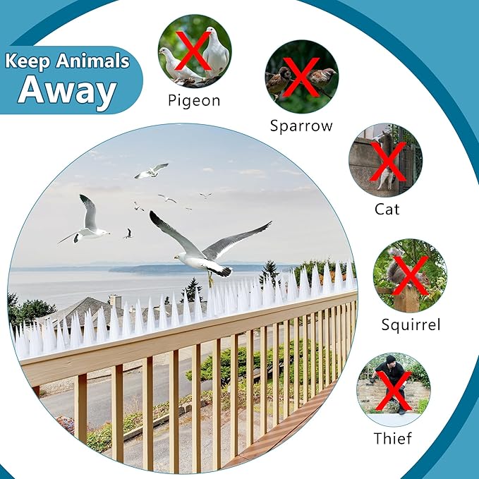 Bird Spikes,Clear,20 Pack Bird Deterrents for Outside,Keep Raccoon Squirrel Pigeon Away,Fence Spike for Garden Patio