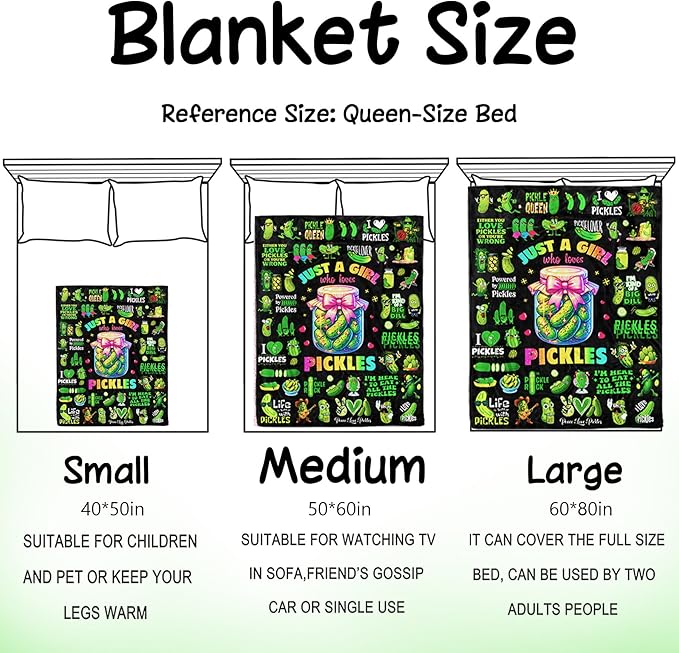 Pickle Blanket Gifts for Pickles Lovers Cute Pickles Flannel Throw Blanket Pickle Stuff Gifts for Girls Women Kids Birthday Decor 50" x 40"