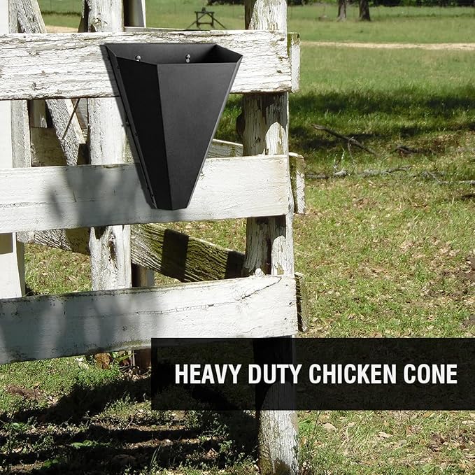 Medium Size Chicken Cone, Metal Poultry Restraining Cone for Butchering Chickens, Layers, Broilers, Roasters & Small Turkeys (Up to 8 lbs), Flat-Back Design Poultry Killing Cone, Easy to Clean, 2-Pack