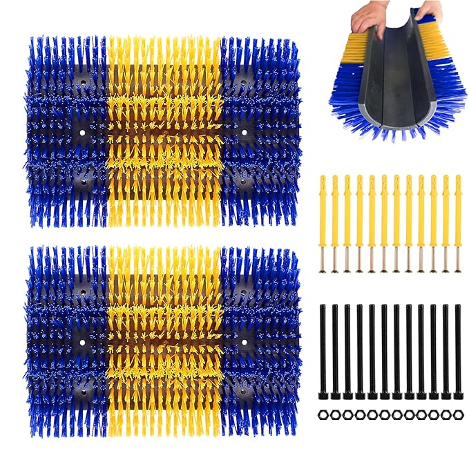 Extra Large Size Livestock Scratching Brush, Upgraded Horse/Goat/Cow/Cattle Scratcher Brush for Grooming, Itch Relief Horse Scratcher Brushes Kit with Two Sets of Mounting Screws(2-Pack,Yellow)