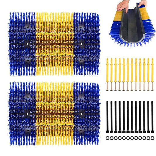 Extra Large Size Livestock Scratching Brush, Upgraded Horse/Goat/Cow/Cattle Scratcher Brush for Grooming, Itch Relief Horse Scratcher Brushes Kit with Two Sets of Mounting Screws(2-Pack,Yellow)