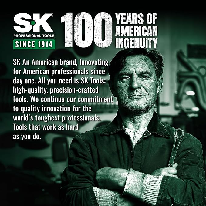 SK Flex-Head Ratcheting Wrench Set, Combination Wrench Set, 12-Piece, Metric 8 to 19mm, 72-Tooth, Premium CR-V Construction, with Rack Organizer