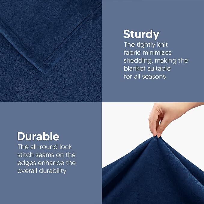 Utopia Bedding Navy 300GSM Fleece Blanket (Queen Size - 90x90 Inch) Luxury Soft Bed Blanket (Bulk Pack of 9)