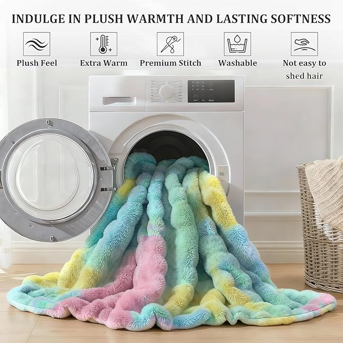 Faux Fur Twin Blanket for Couch, 1000 GSM Cozy Fuzzy Fluffy Soft Plush Thick Bubble Sherpa Blanket for Sofa Bedroom Living Room, Mothers Day Birthday Gifts for Women Home Decor