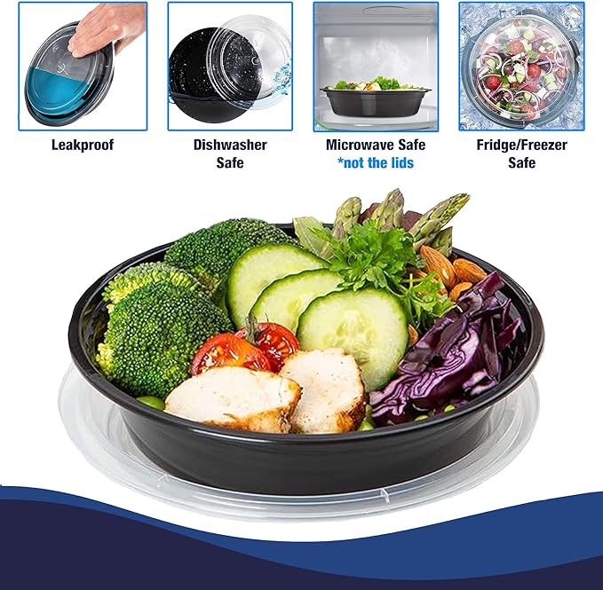 Ruthy's Outlet Meal Prep Containers with Lids, Food container bowl - BPA-Free, Stackable, Freezer & Dishwasher Safe, Reusable Food Storage for Lunch & Portion Control (16 oz - 30 Pack)