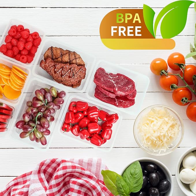 PRAKI 48 Pack Food Storage Containers with Airtight Lids (24 Containers & 24 Lids), Kitchen storage containers for Pantry Organizers and Storage, Meal Prep Container with Labels & Marker