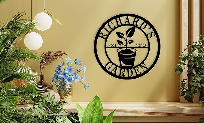Personalized Metal Garden Sign，Custom Name Outdoor Wall Decor, Family Last Name Wall Art ，Vegetable Sign, Yard Sign, Housewarming Gift for Garden Lovers