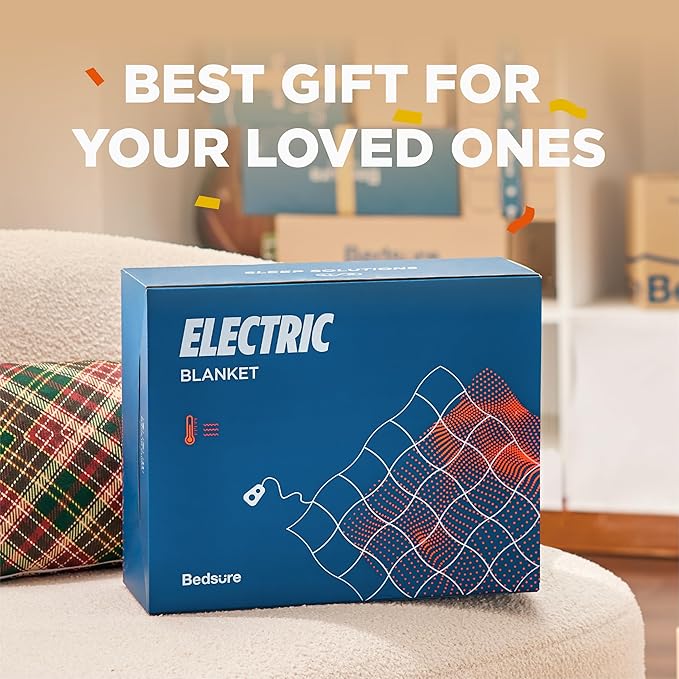Bedsure Electric Blanket King Size - Dual Control Heated Blanket King Size, Fast Heating with 10 Time Settings & 10 Heat Settings, Warm Gift for Grandma (100x90 inches, Taupe)