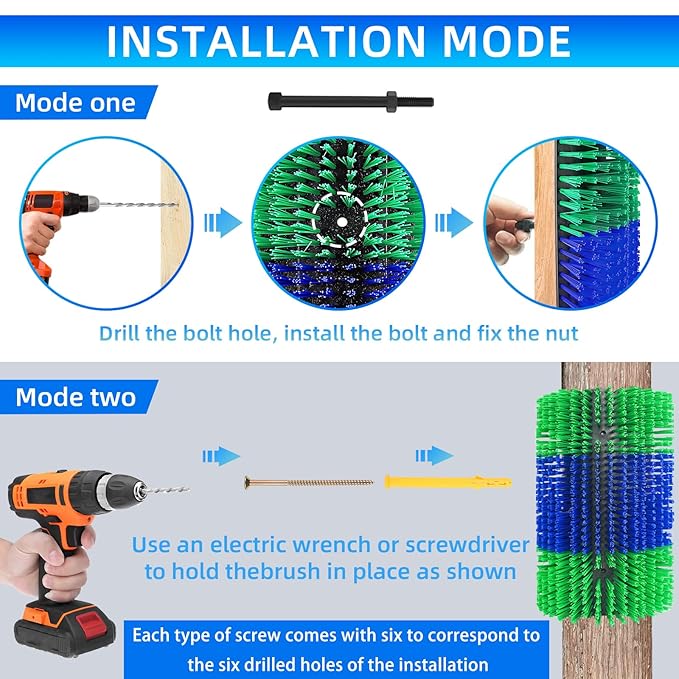Extra Large Size Livestock Scratching Brush, Upgraded Horse/Goat/Cow/Cattle Scratcher Brush for Grooming, Itch Relief Horse Scratcher Brushes Kit with Two Sets of Mounting Screws(1-Pack,Green)
