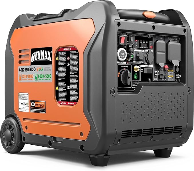 GENMAX Portable Generator, 7250W Super Quiet Dual Fuel Portable Engine with Parallel Capability, Remote/Electric Start, Ideal for Home backup power.EPA &CARB Compliant (GM7250iEDC)