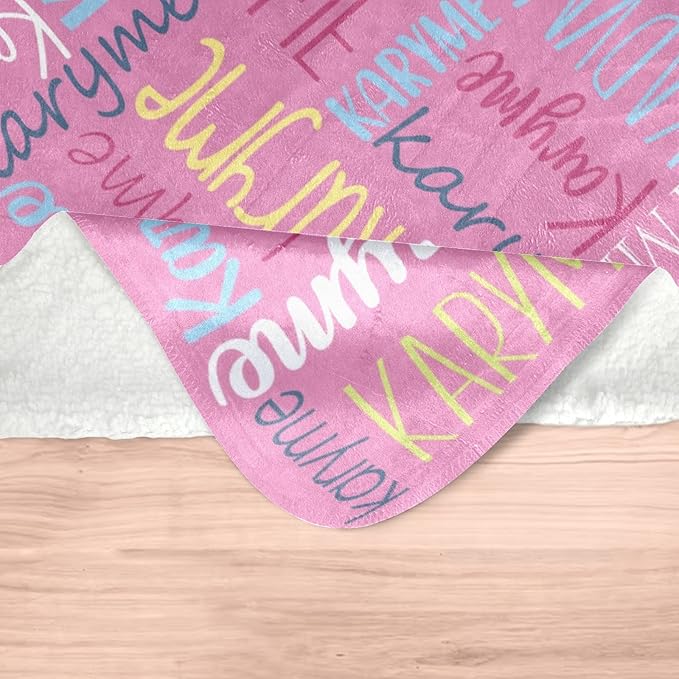 Personalized Blankets with Names Baby Gifts for Girls Boys Custom Soft Fleece and Sherpa Name Blanket for Kids and Adults Birthday for Daughter Son Granddaughter Grandson (Dark Pink)