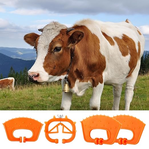 20 Pcs Plastic Livestock Nose Rings Cattle Halter Durable Farm Equipment Weaner Tool for Cattle, Calves Calf Cow (Orange)(Orange)