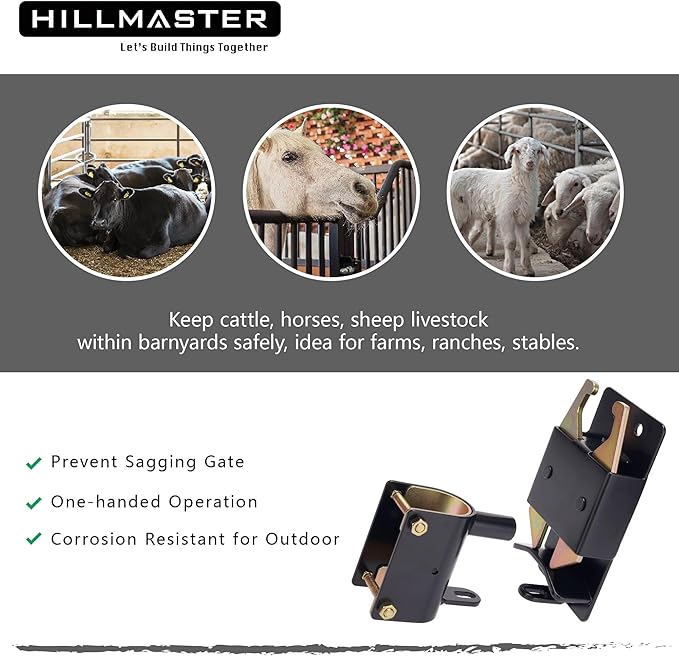 Heavy Duty 2 Way Farm Gate Latch, Two Way Fence Gate Latch for Metal Gates Livestock Cattle Gate Latches Gate Hardware for Horse Corrals, Ranches(Screws and Instructions Included)