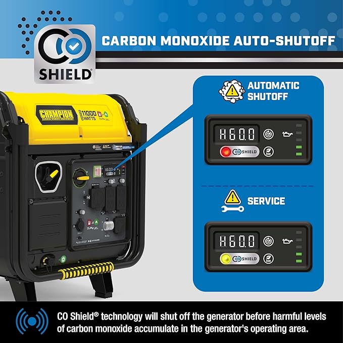 Champion Power Equipment 11,000-Watt Electric Start Dual Fuel Home Backup Portable Inverter Generator with Quiet Technology and CO Shield