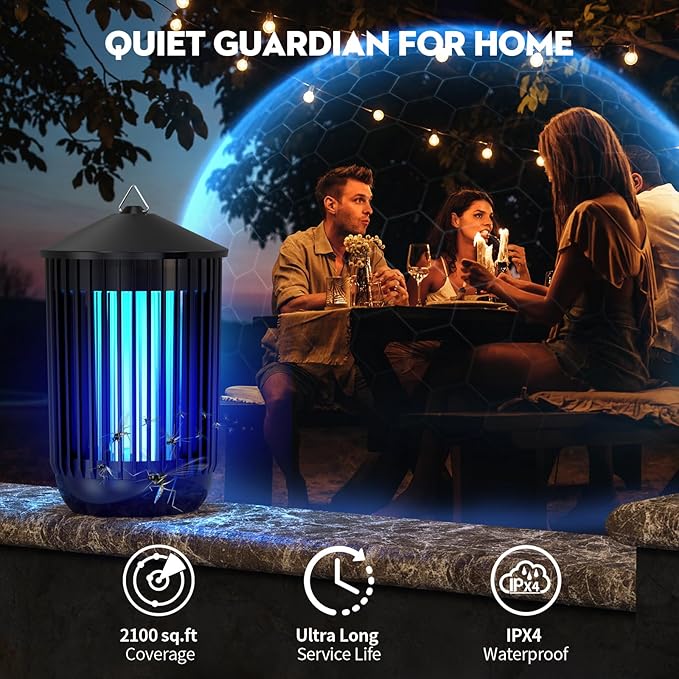 Bug Zapper Indoor Outdoor, Mosquito Zapper, Electric Fly Traps IPX4 Waterproof 20W Lamp Electric Fly Insects Traps for Patio, Garage, Backyard, Porch