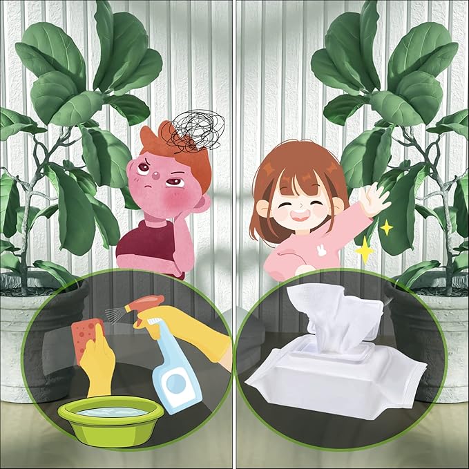 Plants Cleaning Wipes for Leaf Shine, Clean and Photosynthesis, Leaf Cleaner for House Plants Outdoor Plants (80 Wipes)