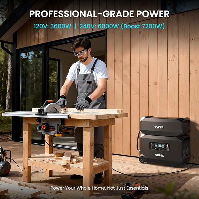 OUPES Guardian 6000 Ultimate Power System: 9216Wh Dual Battery Station with 6000W Output, 4x240W Solar Panels (960W), 120V/240V Dual Voltage for Complete Energy Independence & Home Backup