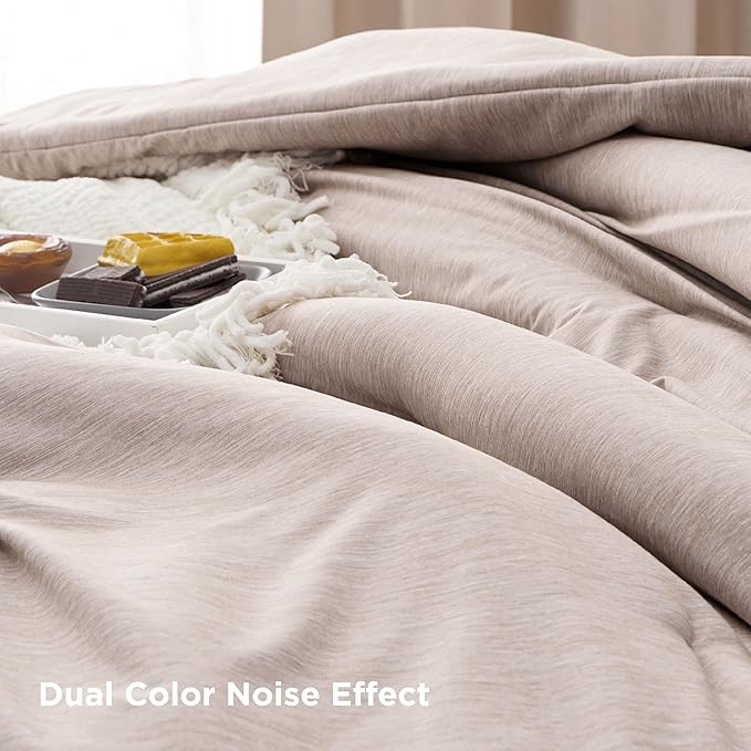 Bedsure Twin/Twin XL Comforter Set - Warm Taupe Soft Bedding for All Seasons, Cationic Dyed Bed Set, 2 Pieces, 1 Twin Size Comforter (68"x88") and 1 Pillow Sham (20"x26"+2")