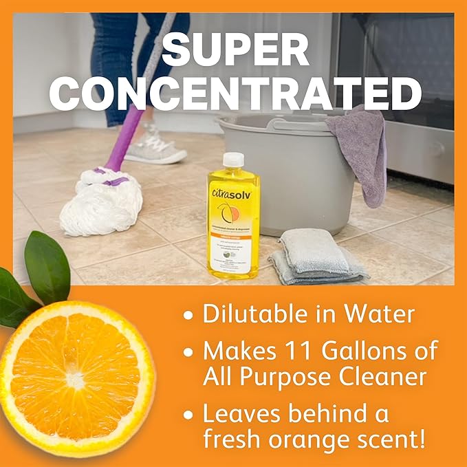Citra Solv Concentrated Cleaner & Degreaser, Deodorizer, Home & Outdoor, Adhesive Remover, Natural Orange Oil 16 fl oz (6)