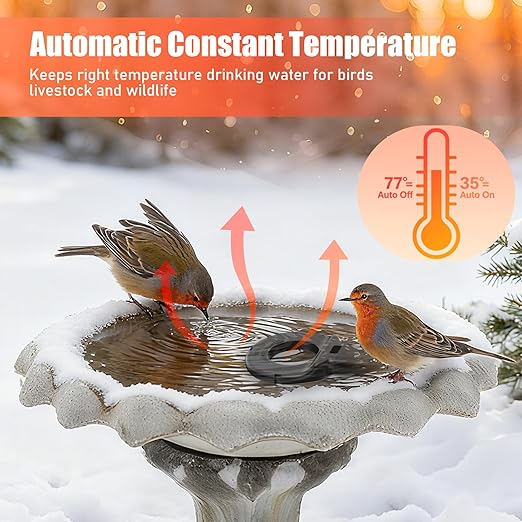 250W Utility De-Icer Submergible Cast Aluminum Chicken Water Heater for Livestock Tank Heater Winter Bird Bath HeaterPower Cord 9.8 Ft Darkgray